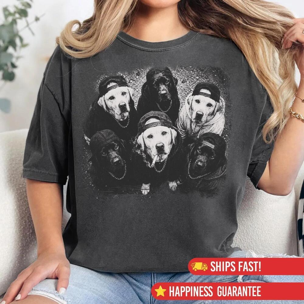 Funny Gangster Dog Graphic Tee, Streetwear Dog Meme Shirt